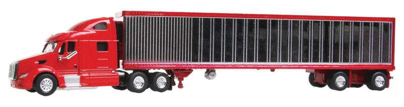Peterbilt 587 w/53' Chrome Spread Axle Reefer Van - Assembled -- Dark Red