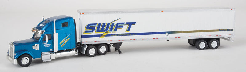 Kenworth Coronado Sleeper-Cab Tractor w/53' Dry Van Trailer - Assembled -- Swift Transportation (Old Scheme Blue Cab)
