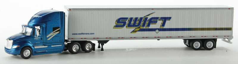 International Prostar Sleeper Tractor w/53' Dry Van Trailer - Assembled -- Swift Transportation (Blue Cab, Mid Logo)