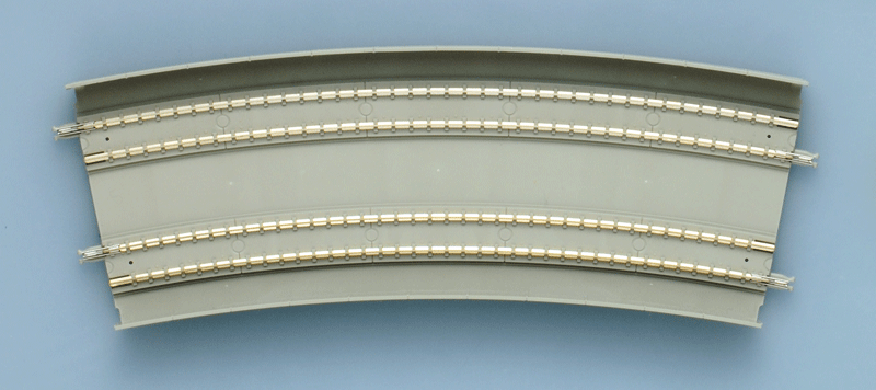 Curved Double Slab Track DC539-502-22.5-S - Fine Track -- 21-1/4 & 19-3/4" 539 & 502mm Radius, 22.5 Degree Sections pkg(2)