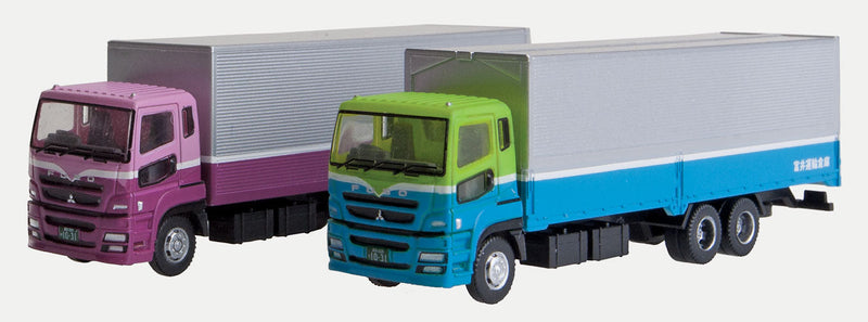 2 Semi Trucks plum/mauve Teal/green