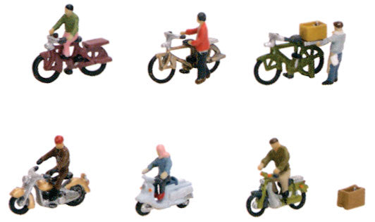 Motorcycle & Bicycle Set - Assembled -- 3 Each with Riders