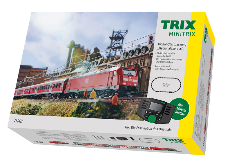 Regional Express Starter Set w/Sound & DCC/SX -- German Federal Railway - 146.1 Elok, 2 Cars, Central Station, C-Track Oval-1