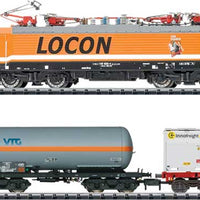 Freight Train Starter Set w/DCC - Minitrix -- Locon - ES 64 F4 Electric, 3 Cars, 44 x 20" Track Oval, Mobile Station