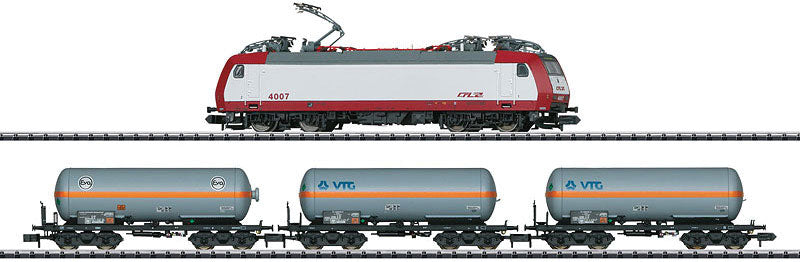 Freight Train Starter Set w/DCC - Minitrix -- Luxembourg National Railway CFL - Class 400 Elok, 3 Cars, Oval, Mobile Stati