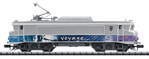 Minitrix Class BB 15000 Electric - Standard DC -- French State Railways SNCF (Era VI, en Voyage Scheme; gray, blue, purple)