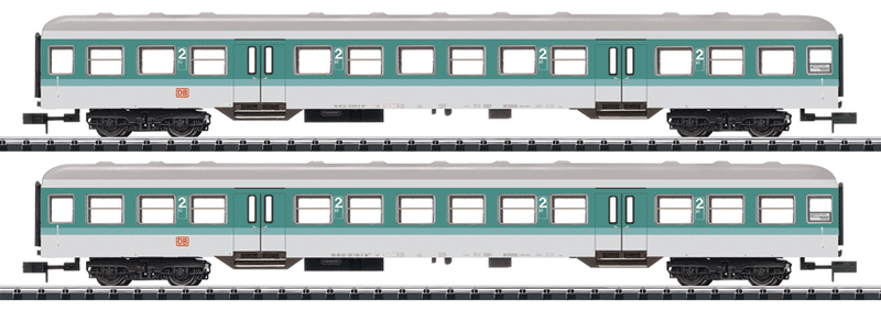 Regional Express Type Bn 2-Car Passenger Set - Ready to Run - Trix Exclusiv -- German Federal Railway (Era V; white, blue, green, silver)