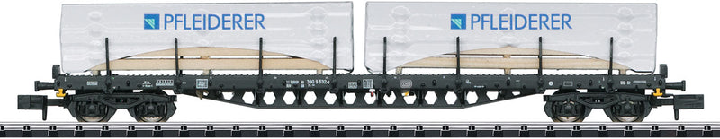 Type Rs 684 4-Axle Flatcar with Wrapped Lumber Load - Ready to Run - Minitrix -- German Federal Railway (Era IV, black; 2019 Museum Car)
