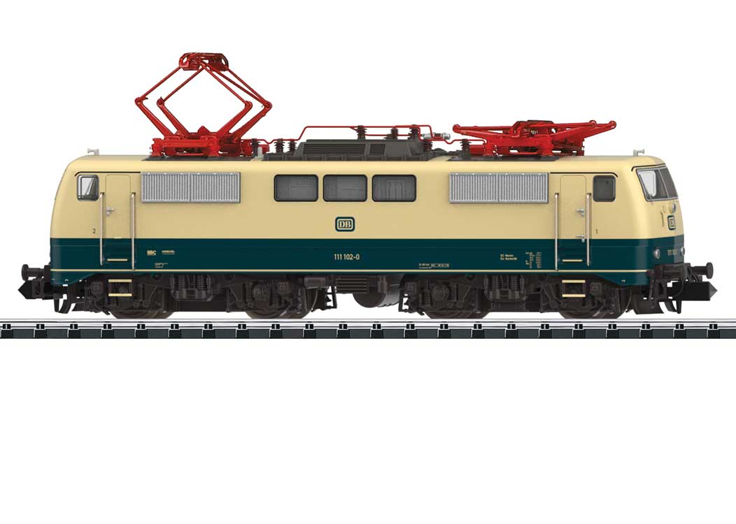 Class 111 Electric - Sound and DCC-SX - Minitrix -- German Federal Railroad DB #111 102-0 (Era IV 1974, ivory, Ocean Blue)-2