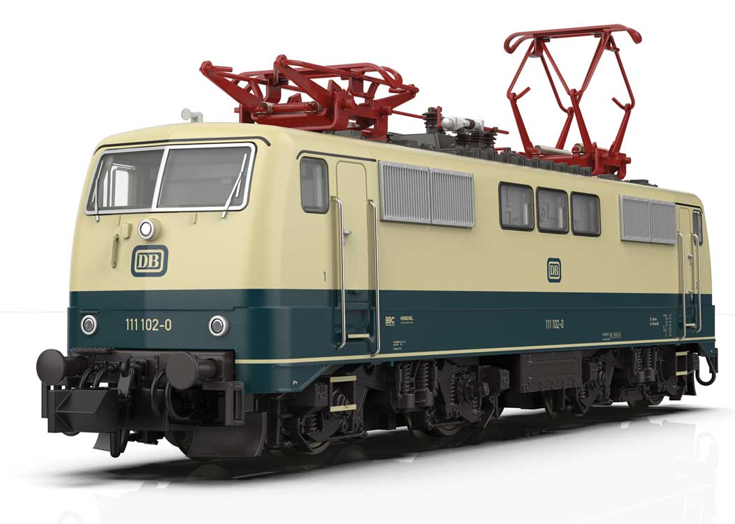 Class 111 Electric - Sound and DCC-SX - Minitrix -- German Federal Railroad DB #111 102-0 (Era IV 1974, ivory, Ocean Blue)-5