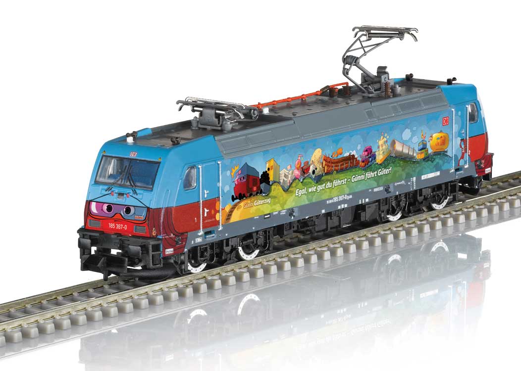 Bombardier Traxx F 140 AC 2 Class 185.2 Electric - Sound and DCC - Minitrix -- German Railroad DB AG #185 367-0 Gunni Guterzug (Era VI, blue, red)-1