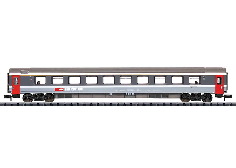 Type Apm EuroCity Coach - Ready to Run - Minitrix -- Swiss Federal Railways (Era V 2000, gray, white, red)