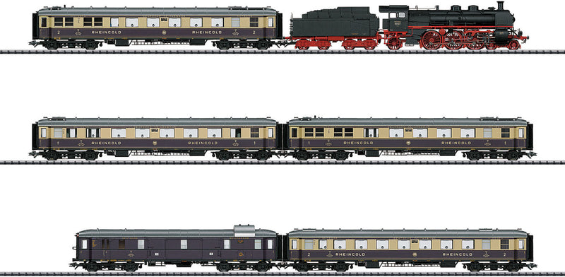 1928 Rheingold Train-Only Set - Sound and Digital -- German State Railroad DRG - Class 18.5 4-6-2, 5 Cars (Era II 1931)
