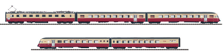 Electric Passenger TEE II 4 System Powered Rail Cars 1st Class RAe w/DCC Sound -- Swiss Federal Railways "Gottardo" (Era III)