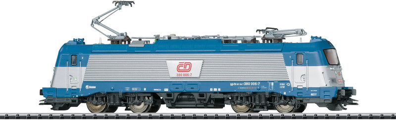 Skoda Type 109 E Class 380 Electric Locomotive with Sound & DCC/SX -- Czech State Railroad CD #380 006-7 (Era VI 2016; silver, blue, red, gray)