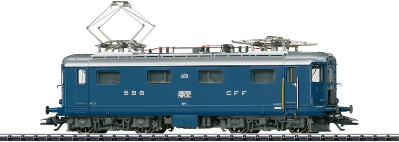 Class Re 4/4 I Electric Locomotive with Sound & DCC -- Swiss Federal Railways SBB #409 (Era III 1957-1958; Sapphire blue, silver)-1