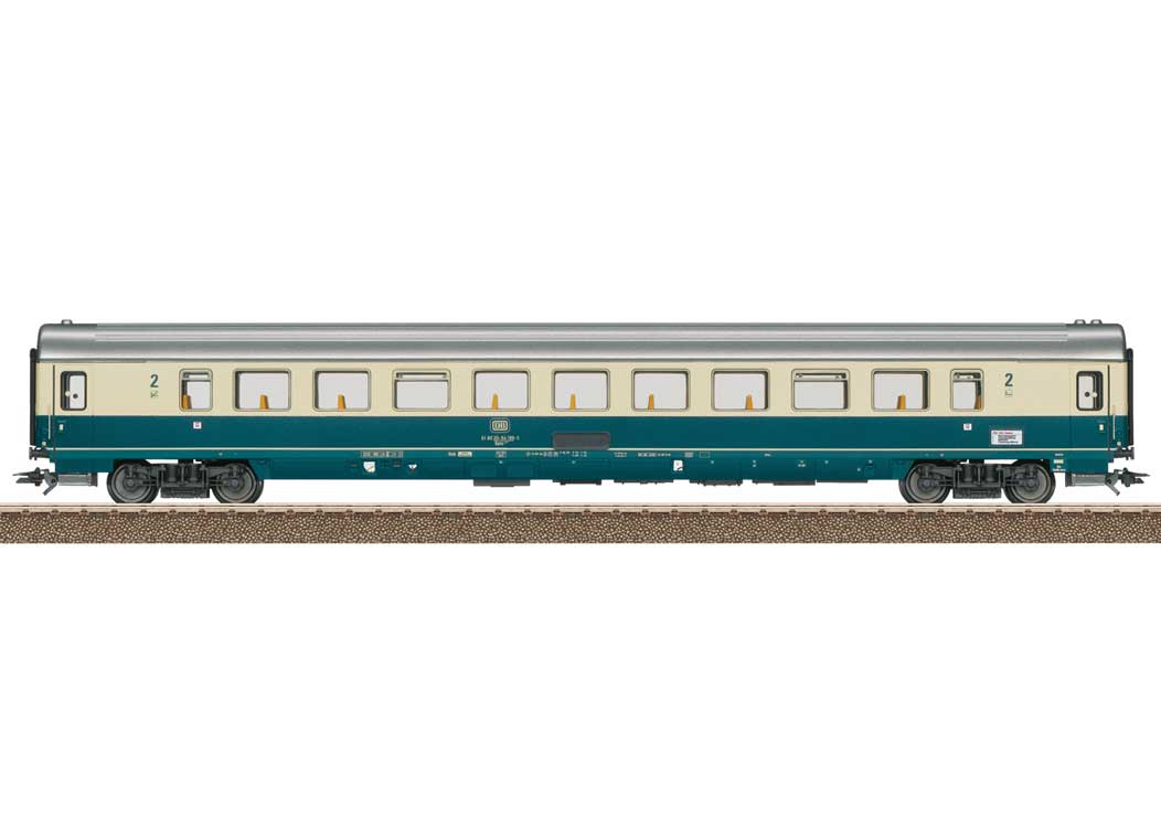 Type Bpmz 291.2 2nd Class Coach - Ready to Run -- German Federal Railroad DB (Era IV 1988, ivory, Ocean Blue)