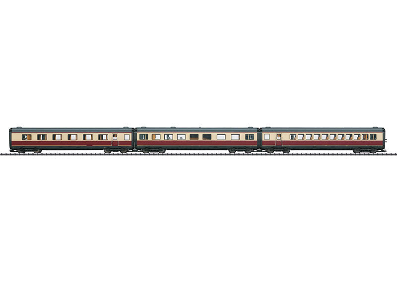 TEE Add-On 3-Car Set -- German Federal Railway (Era III 1957; Ivory, Maroon; Matches #739-22261)