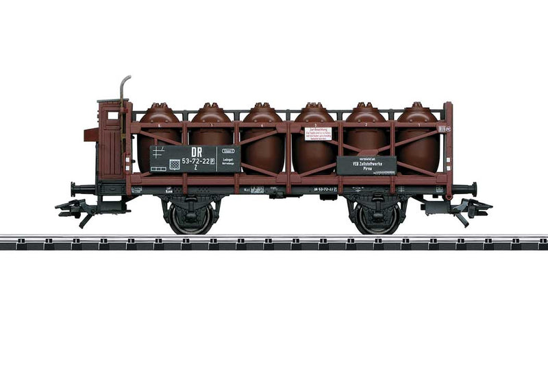 2-Axle Acid Canister Transport Car - Ready to Run -- German State Railroad (Era III 1960; Boxcar Red, black)