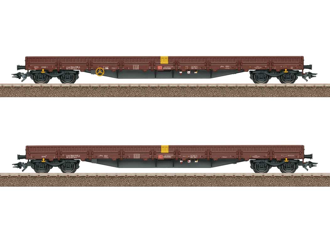 Type Res-x Low-Side Car 2-Pack - Ready-to-Run -- German Railroad DB AG (Era VI 2018, Boxcar Red, yellow)-1