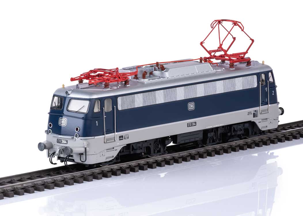 Class E10.3 Pants Crease Electric - Sound and DCC -- German Federal Railroad DB #E10 384 (Era III 1967, blue, gray)-1