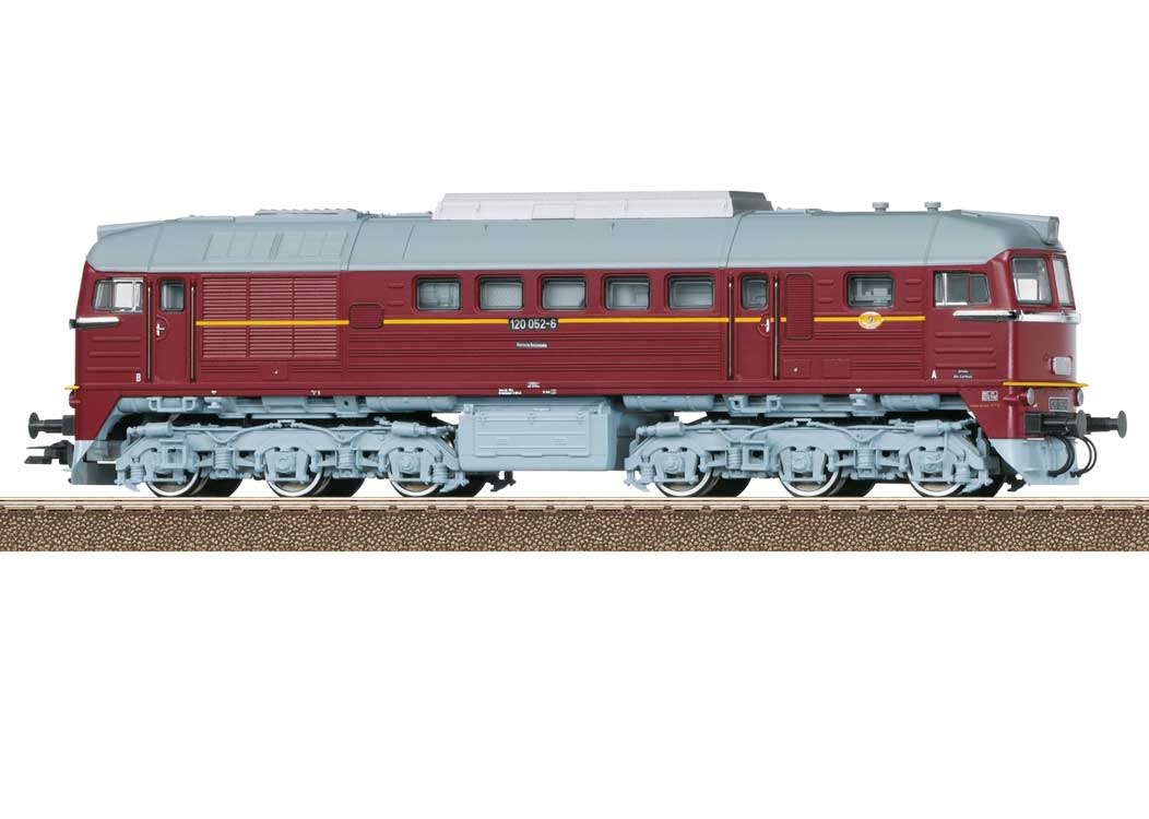 Class 120 Diesel - Sound and DCC -- German State Railroad DR #120 052 (Era IV 1976, maroon, gray)-2