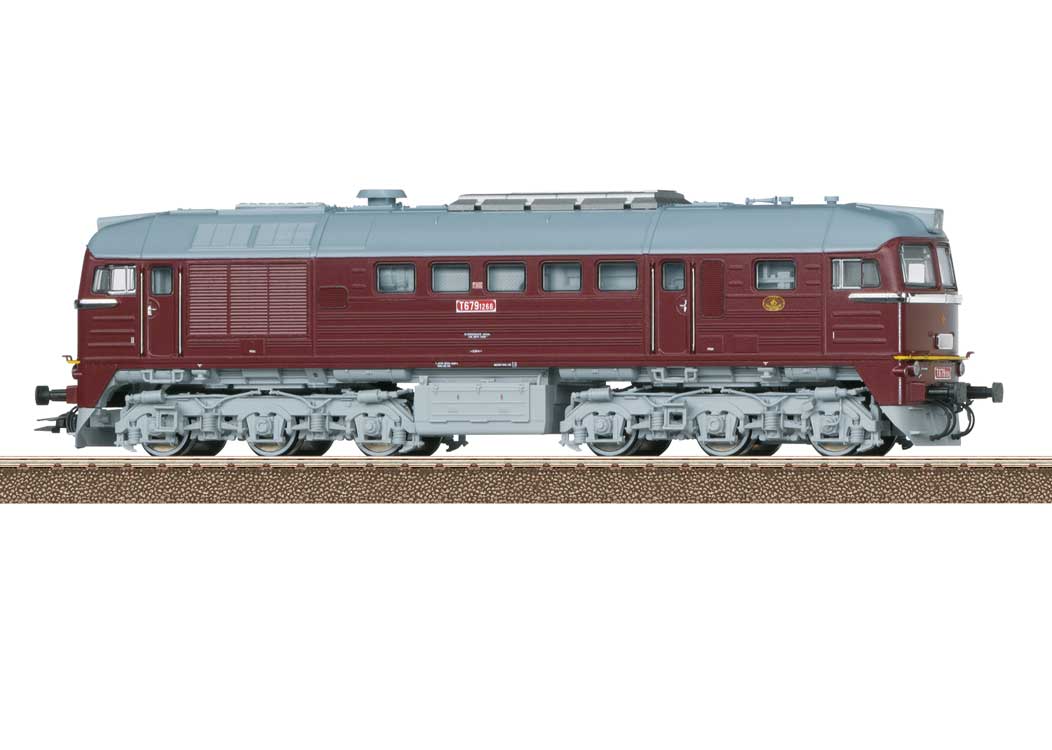 Class 220 Diesel Taigatrommel - Sound and DCC -- Czechoslovakian State Railways CSD #T 679.1266 (Era IV 1980, maroon, gray)-2