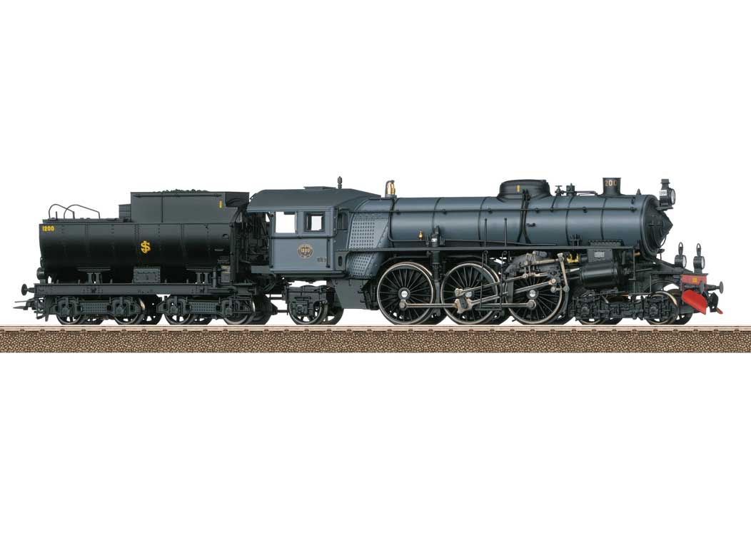 Class F 1200 4-6-2 - Sound and DCC -- Swedish Railroad Museum #1200 (Era VI 2024, gray, black, red)-2