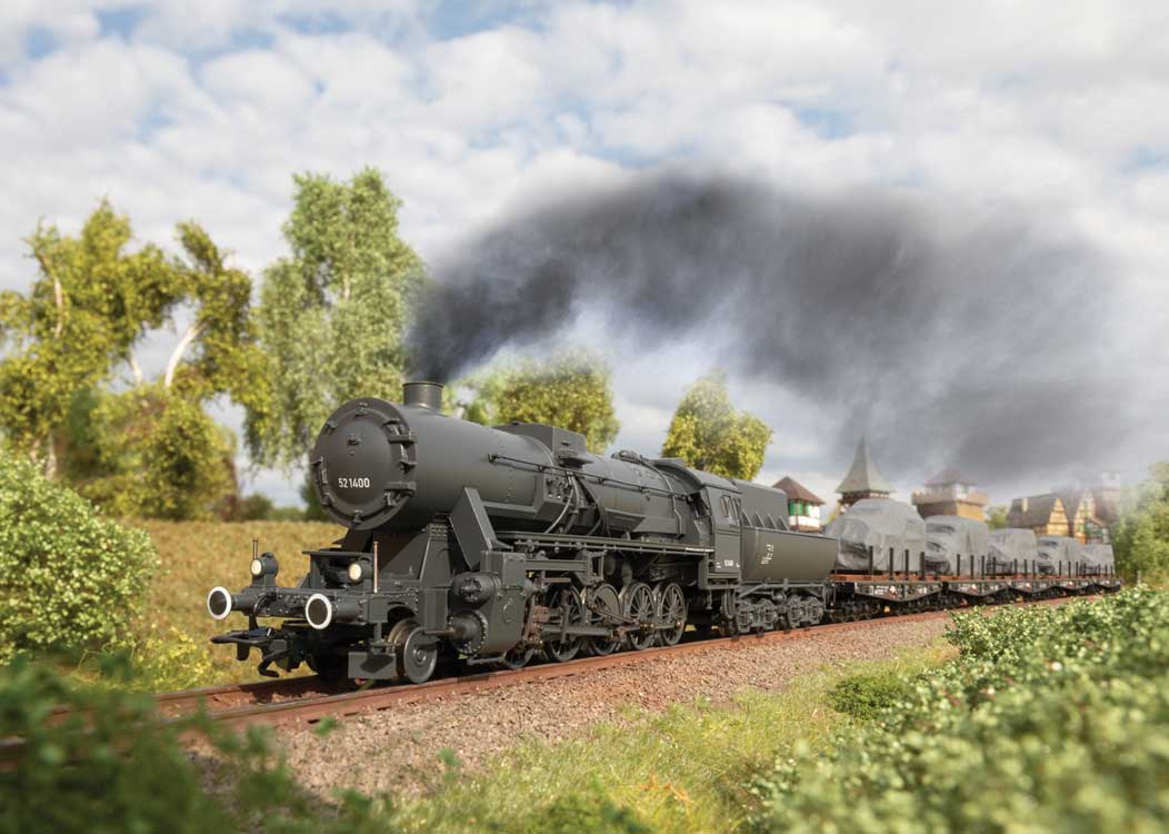 Class 52 2-10-0 with Tub Tender - Sound and DCC -- German State Railroad DR #52 1400 (Era II 1943/1944, gray)-6