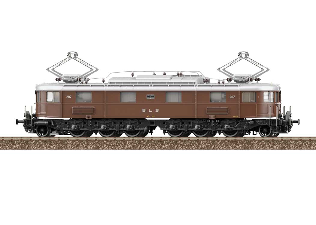 Class Ae 6/8 Electric - Sound and DCC -- Bern-Lotschberg-Simplon Railroad BLS #207 (Era III 1940s/1950s, brown, silve-2