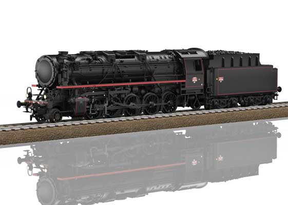 Class 150 X 2-10-0 w/Coal Tender - Sound & DCC -- French State Railways SNCF #150 X 192 (Era III 1958, black, red)-1