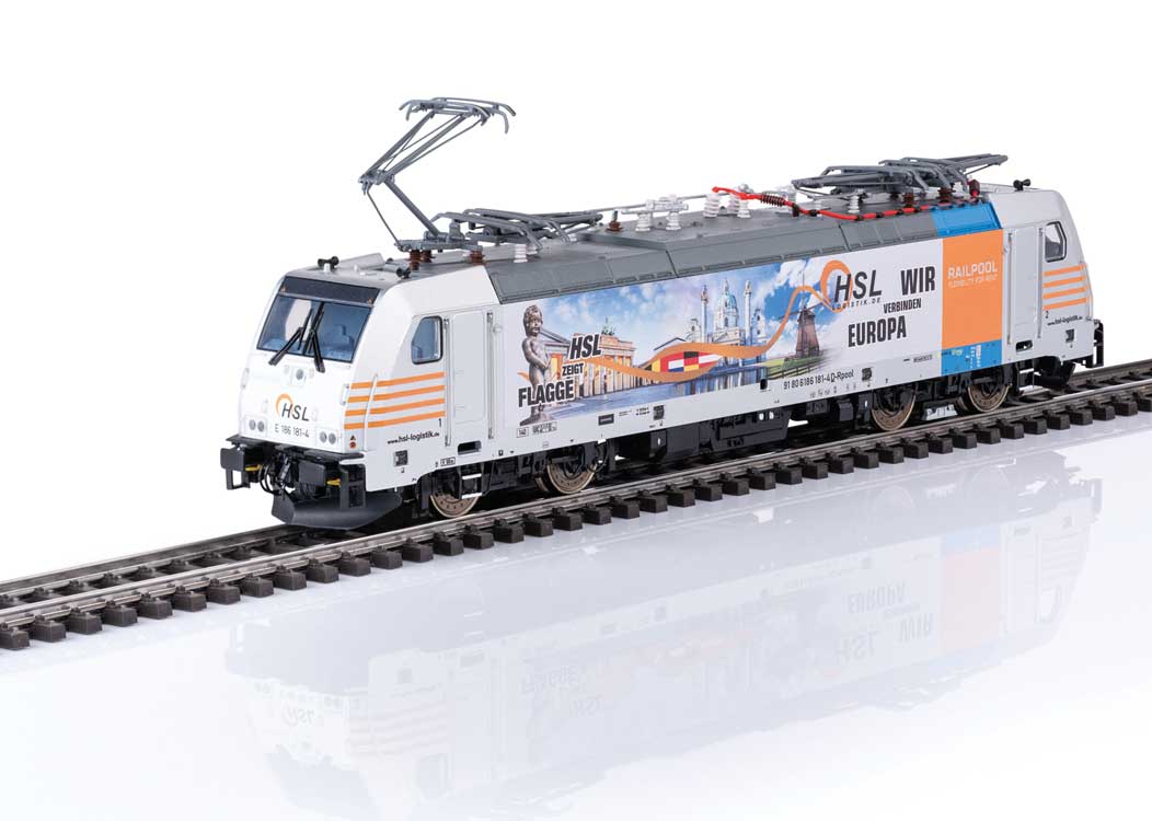 TRAXX 2 Class E 186 Electric - Sound and DCC -- Railpool HSL #186 181-4 (Era VI 2018, white, yellow, We Connect Europe graph-1