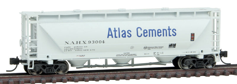 North American Car NACC PD3000 Covered Hopper - Ready to Run -- Atlas Cements NAHX #93004 (gray, blue)
