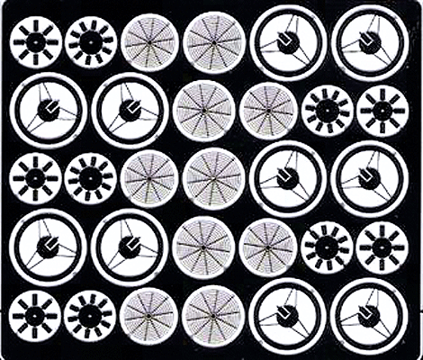 EMD Diesel Dash 2-Style Fans - Kit (Etched Metal) -- Includes 8 & 10 Blade Fans - 5 Screens Each for Kato & Atlas Units