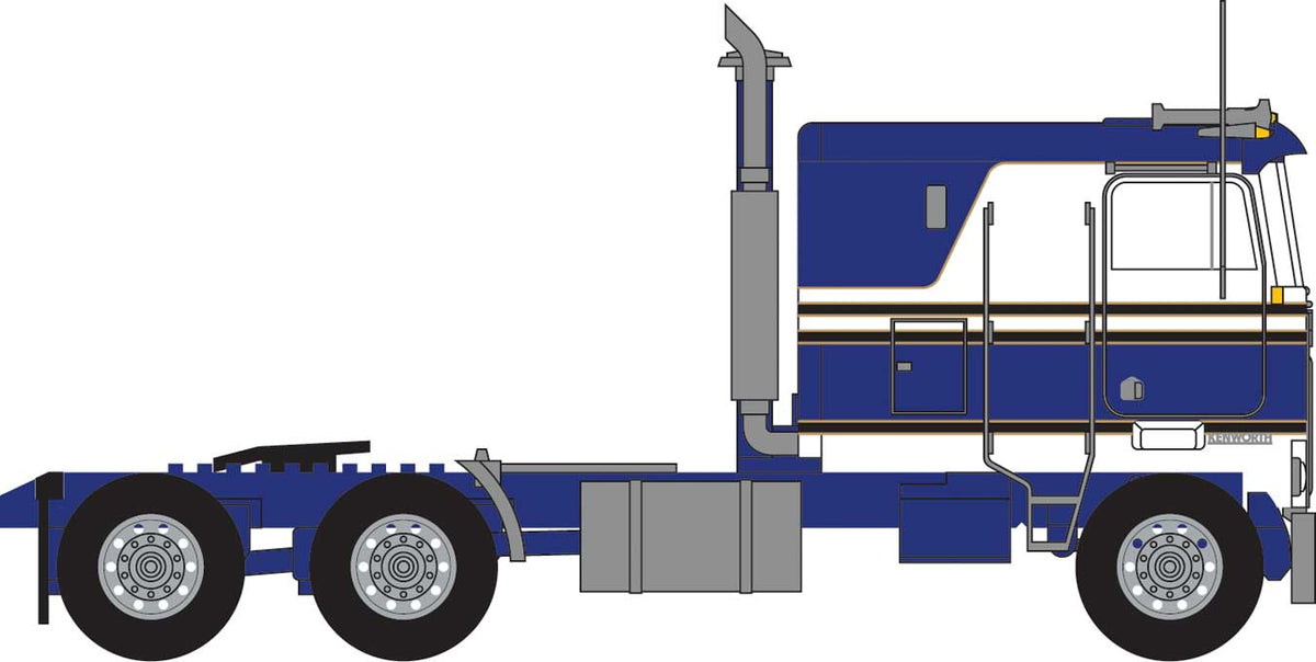 1970s Kenworth K100 Salem Tractor w/VIT Flat-Top Sleeper Cab - Assembled -- Blue, White