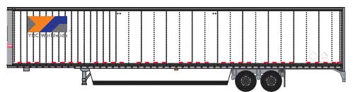 Hyundai 53' Dry Van Semi Trailer - Assembled -- YRC Worldwide #2 (white, orange, blue, gray)