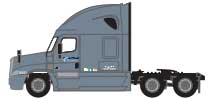 2000s Freightliner Cascadia Raised Roof Tractor - Assembled -- Swift (2017 Scheme; gray, yellow)