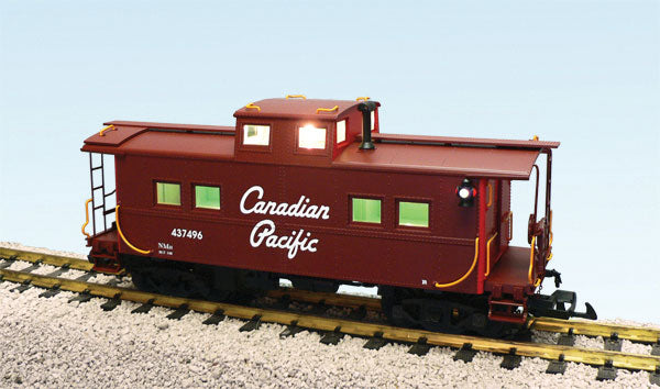 Ultimate Series Center-Cupola Steel Caboose w/Lights & Smoke - Ready to Run -- Canadian Pacific (brown, red ends, Script Lettering)