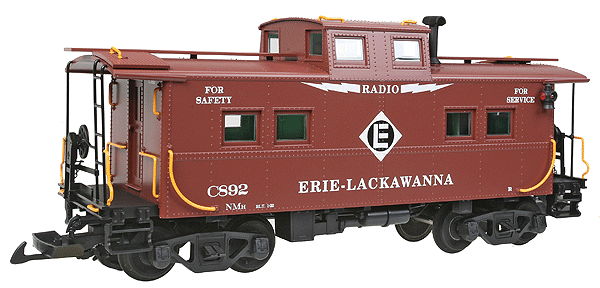 Ultimate Series Center-Cupola Steel Caboose w/Lights & Smoke - Ready to Run -- Erie Lackawanna (oxide)