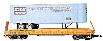 Piggyback Flatcar with Trailer -- SCL/LN