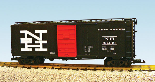 Ultimate Series PS-1 40' Steel Boxcar w/6' Panel Superior Door - Ready to Run -- New Haven (black, orange Door)