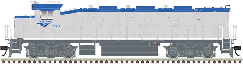 NRE Genset II w/ESU Sound & DCC -- Amtrak #592 (silver, blue, Travelscape Logo)