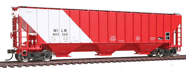 Trainman(R) Thrall 4750 3-Bay Covered Hopper - Ready to Run -- Milwaukee Road #803325 (ex-TCAX red, white Sash)