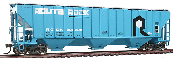 Trainman(R) Thrall 4750 3-Bay Covered Hopper - Ready to Run -- Rock Island #801224 (light blue, Large R Logo)