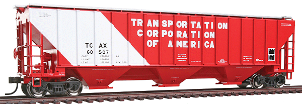 Trainman(R) Thrall 4750 3-Bay Covered Hopper - Ready to Run -- Transportation Corp. of America TCAX #60507 (red, white Sash)
