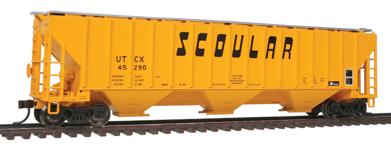 Thrall 4750 3-Bay Covered Hopper - Ready to Run -- Scoular Grain UTCX #45290 (yellow, black)