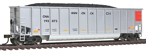 Aluminum Coal Gondola - Ready to Run -- Canadian National #193073 (silver, Boxcar Red, yellow Conspicuity Marks)
