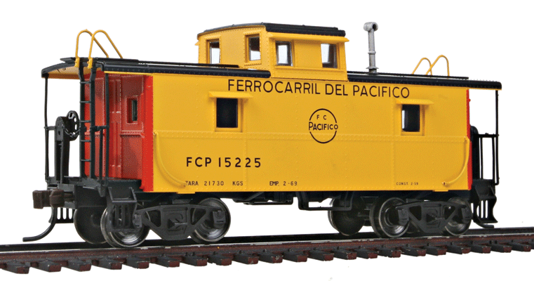 C&O-Style Steel Center-Cupola Caboose - Ready to Run -- Ferrocarril del Pacifico #15225 (yellow, black, red)