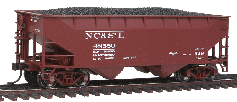 Offset-Side 2-Bay Open Hopper w/Flat End - Ready to Run -- Nashville, Chattanooga & St. Louis #48550 (Boxcar Red)