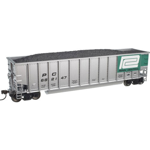 Aluminum Coal Gondola w/Load - Ready to Run -- Penn Central #682497 (Fantasy Scheme, aluminum, jade green, Large Logo)